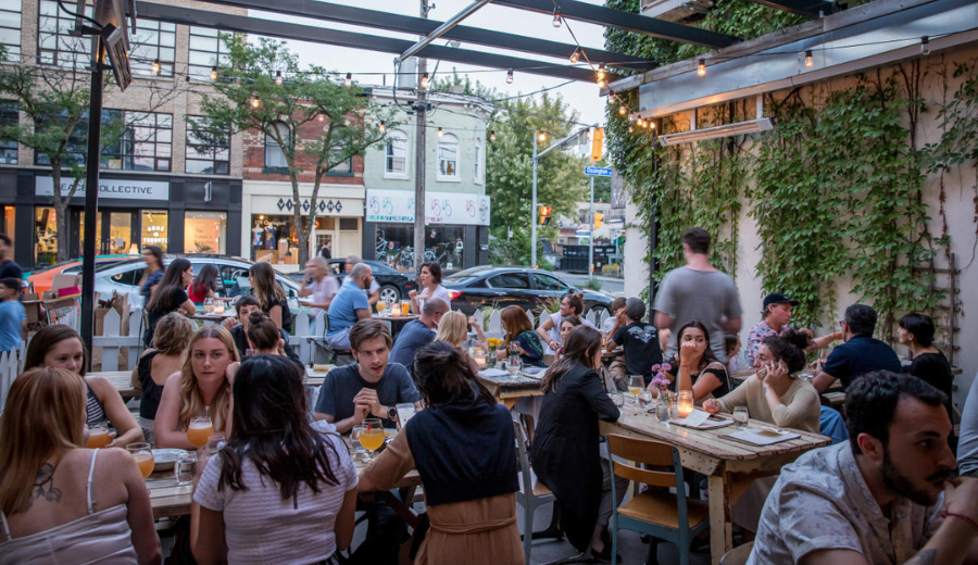 Crowds enjoying Do West Fest street celebration during June events in Canada