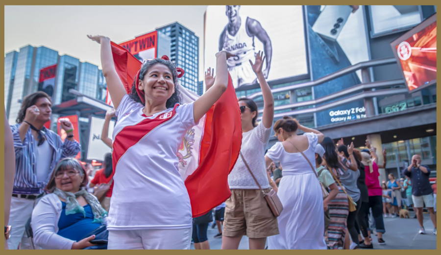 Crowds celebrating at Sankofa Square during cultural performances