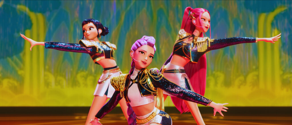 Three woman performing golden song.