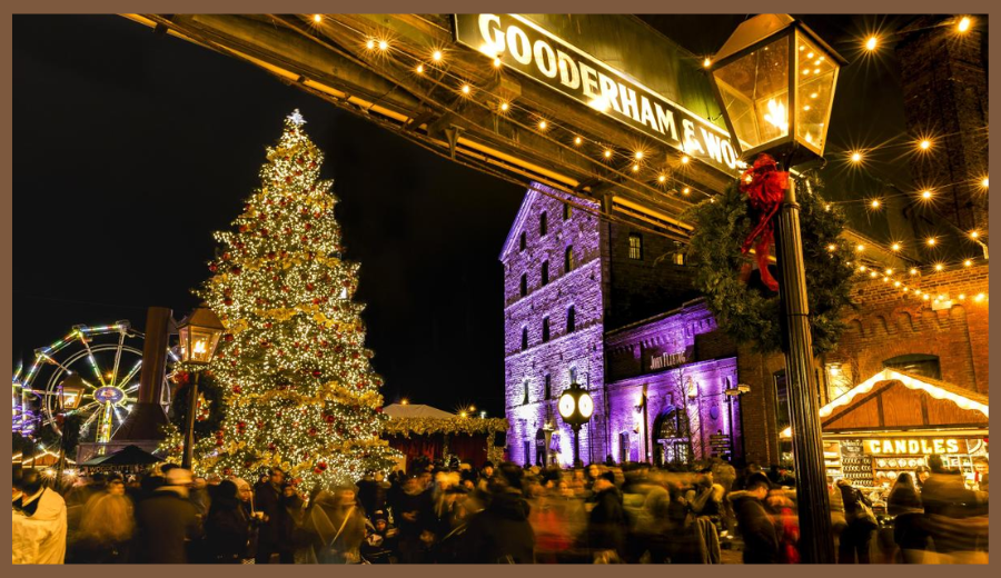 Toronto winter festivities Distillery Winter Village lights