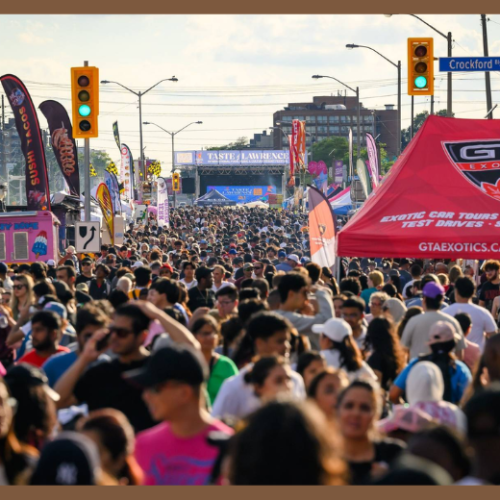 Visitors pack the streets to experience global flavors and performances at the Toronto Food Festival 2025.